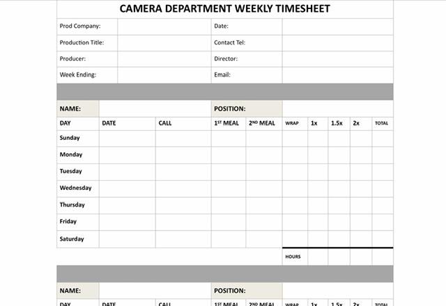 Camera Crew Time Sheet - Film Template - FilmDaily.tv